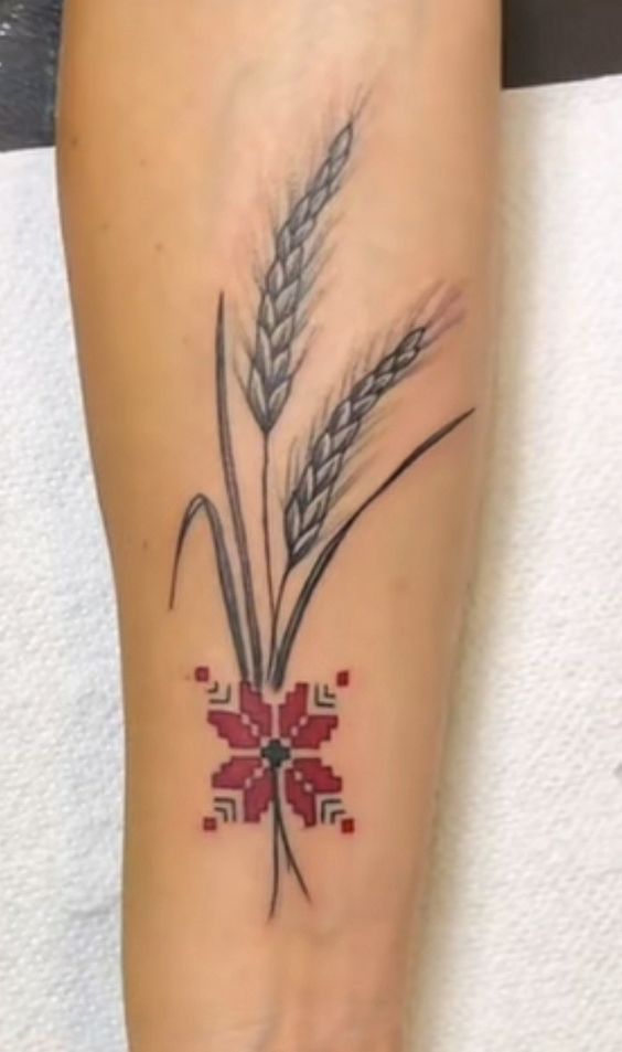 Tattoo bông lúa phong cách hiện đại