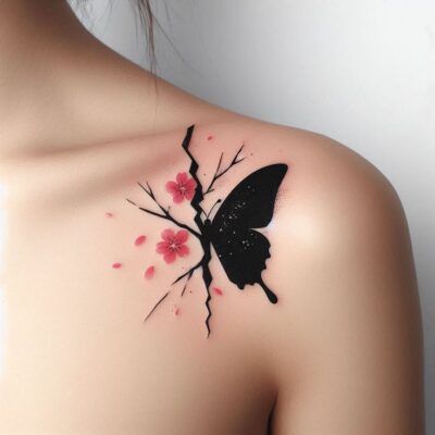 tattoo bướm và hoa