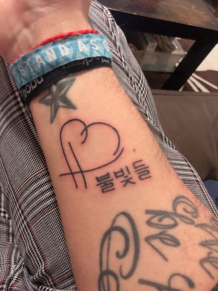 tattoo chữ hàn quốc đơn giản ở cổ tay