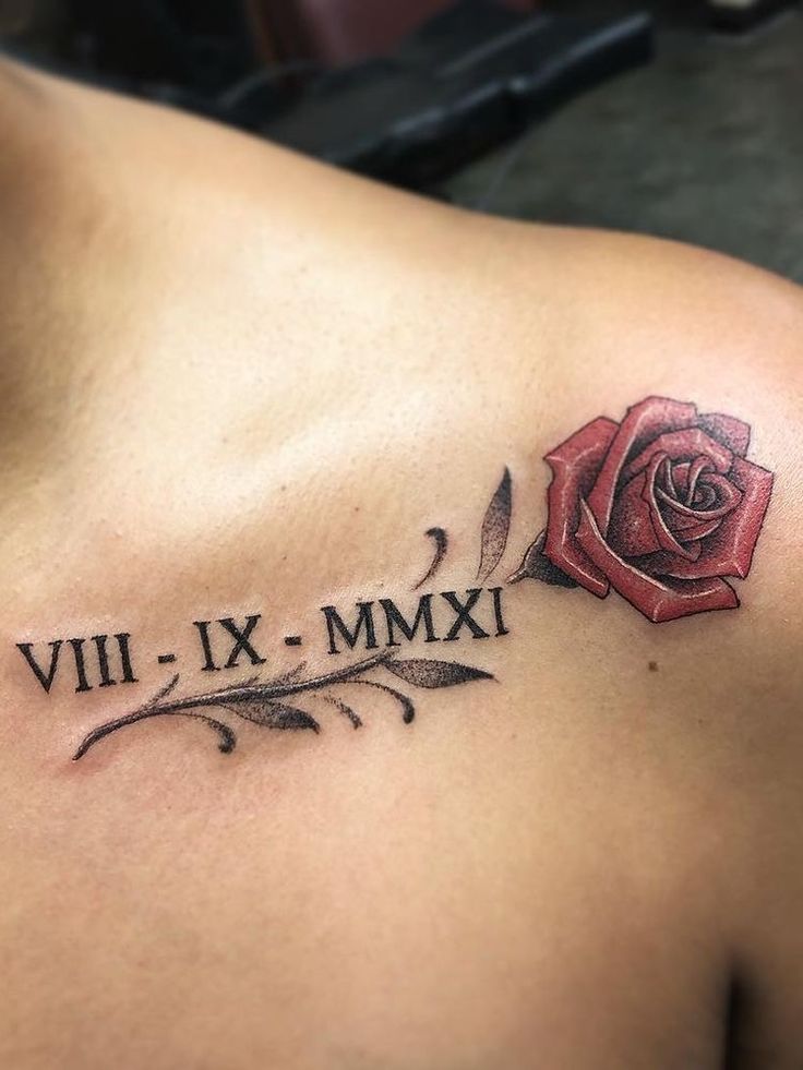 tattoo chữ la mã kết hợp hoa hồng cực đẹp