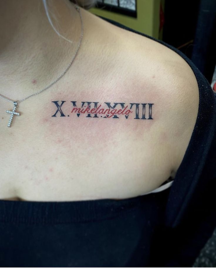 tattoo chữ la mã ở xương quai xanh