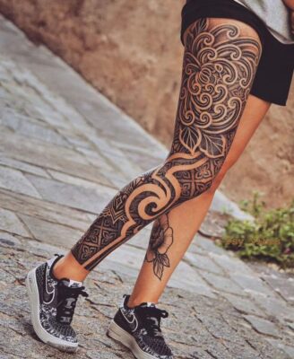 tattoo full chân cực chất