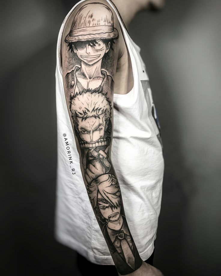 tattoo luffy cùng đồng bọn kín tay