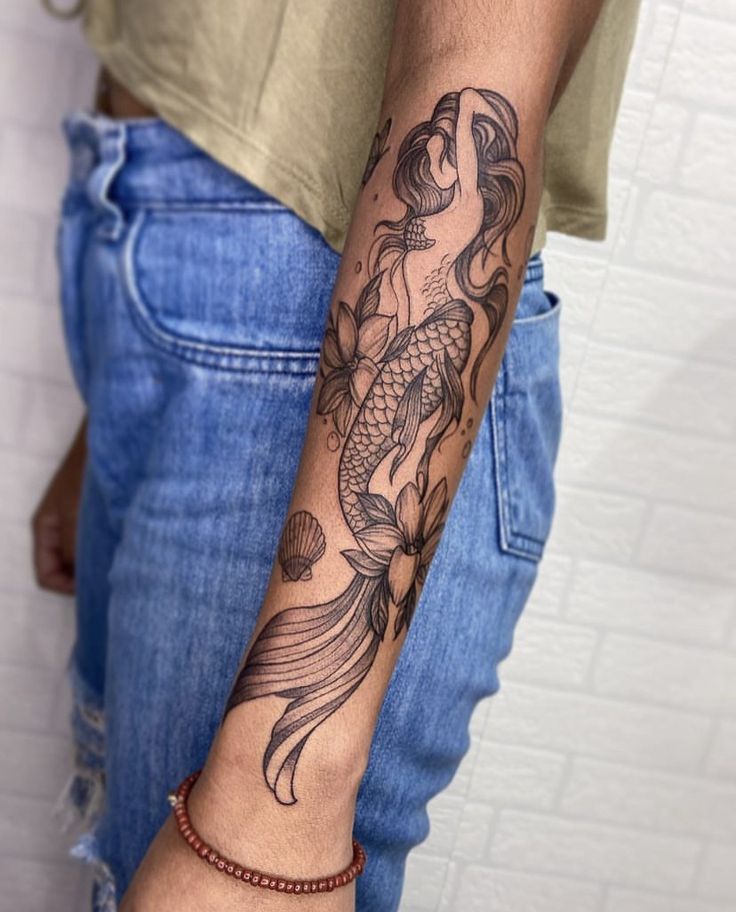 tattoo nàng tiên cá full cẳng tay cho nữ