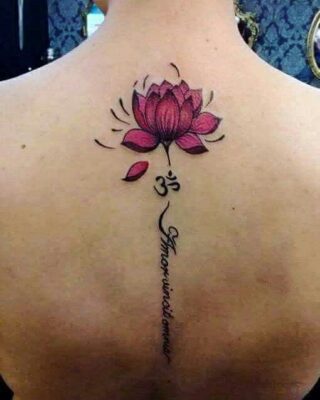 tattoo nghệ thuật chi tiết hoa sen màu hồng