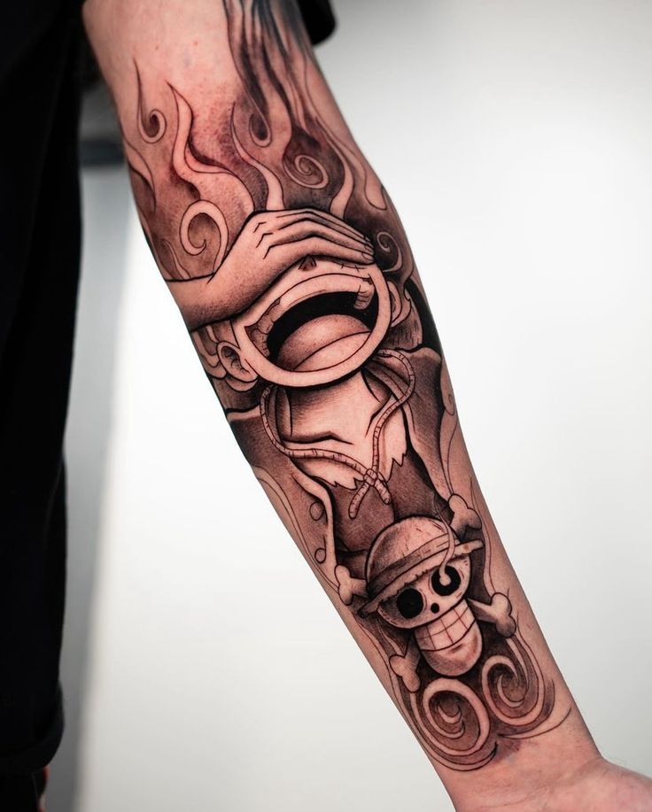 tattoo nhân vật luffy full canh tay đẹp