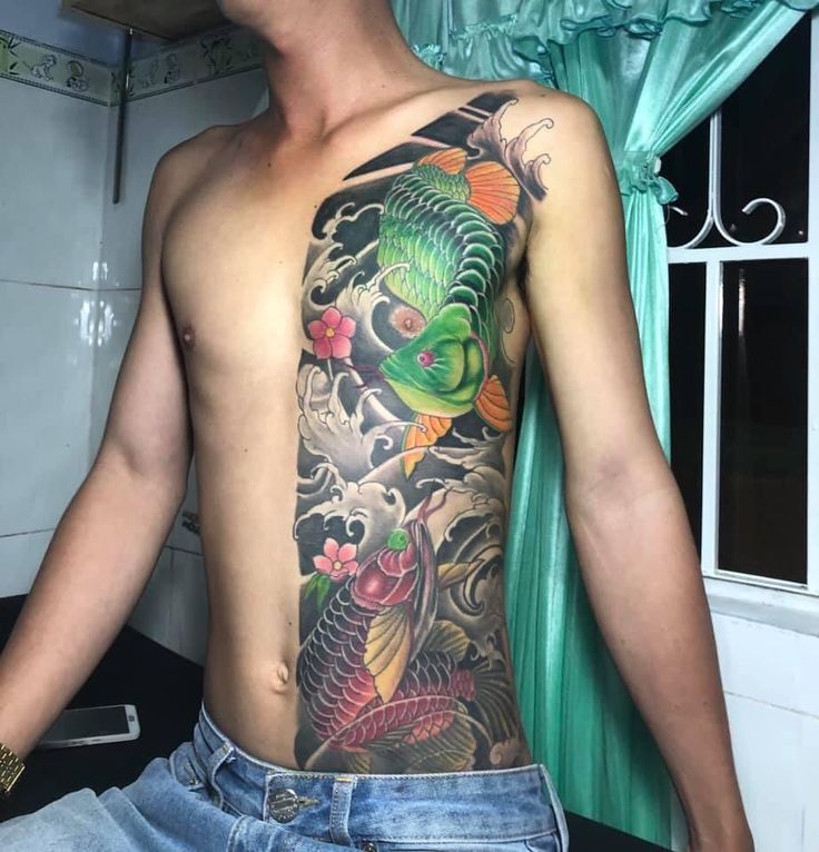 tattoo nửa mình cá chép sinh động