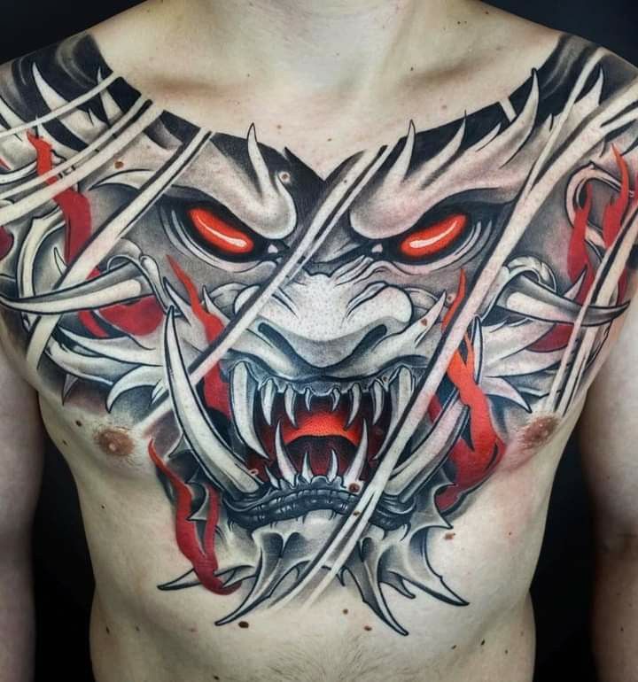 tattoo nửa mình mặt quỷ ngầu cho anh em