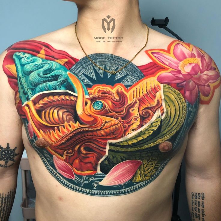 tattoo nửa mình màu sắc cực xinh