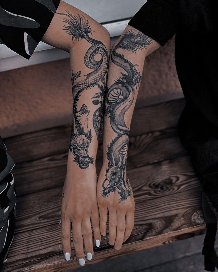 tattoo rồng trên cẳng tay cho cặp đôi