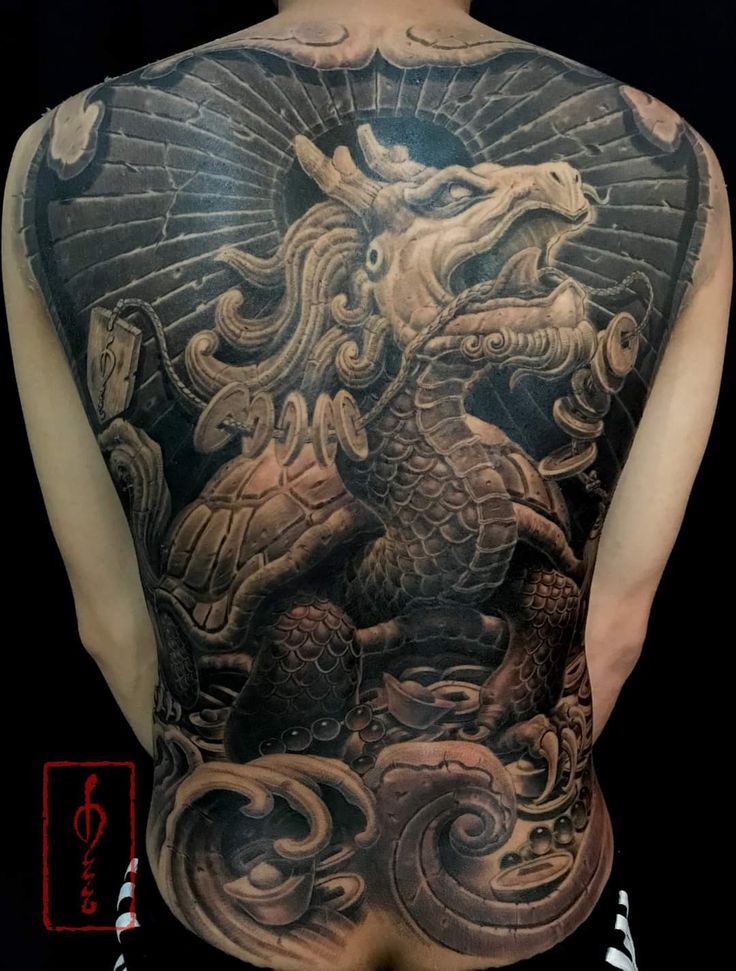 tattoo rùa hóa rồng đem lại may mắn