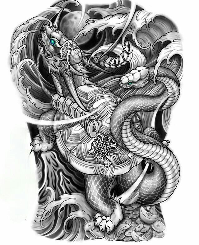 ý tưởng tattoo rùa hóa rồng đẹp