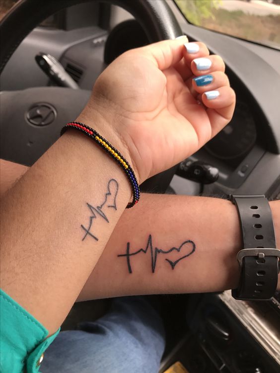 ý tưởng xăm nhịp tim cho couple