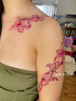 cuốn hút với mẫu tattoo hoa và cá chép