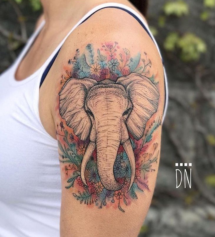 kiểu tattoo voi trên bắp tay độc nhất vô nhị