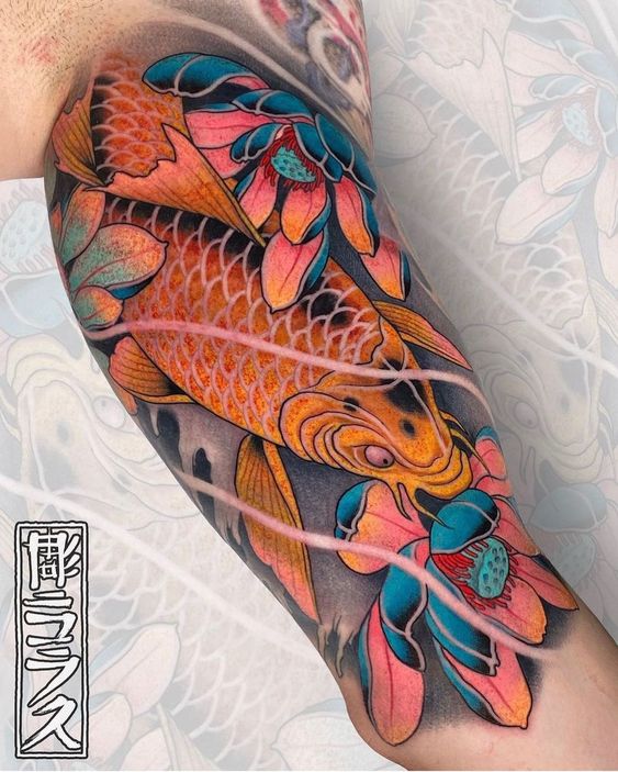 mẫu tattoo cá chép biểu tượng của sự vương giả