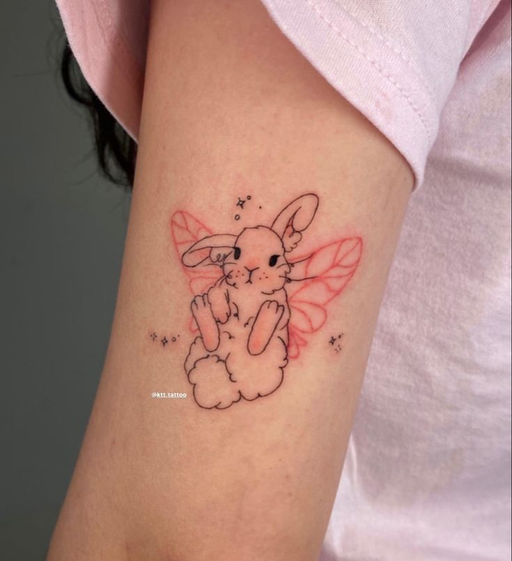 mẫu tattoo con thỏ có cánh cực xinh