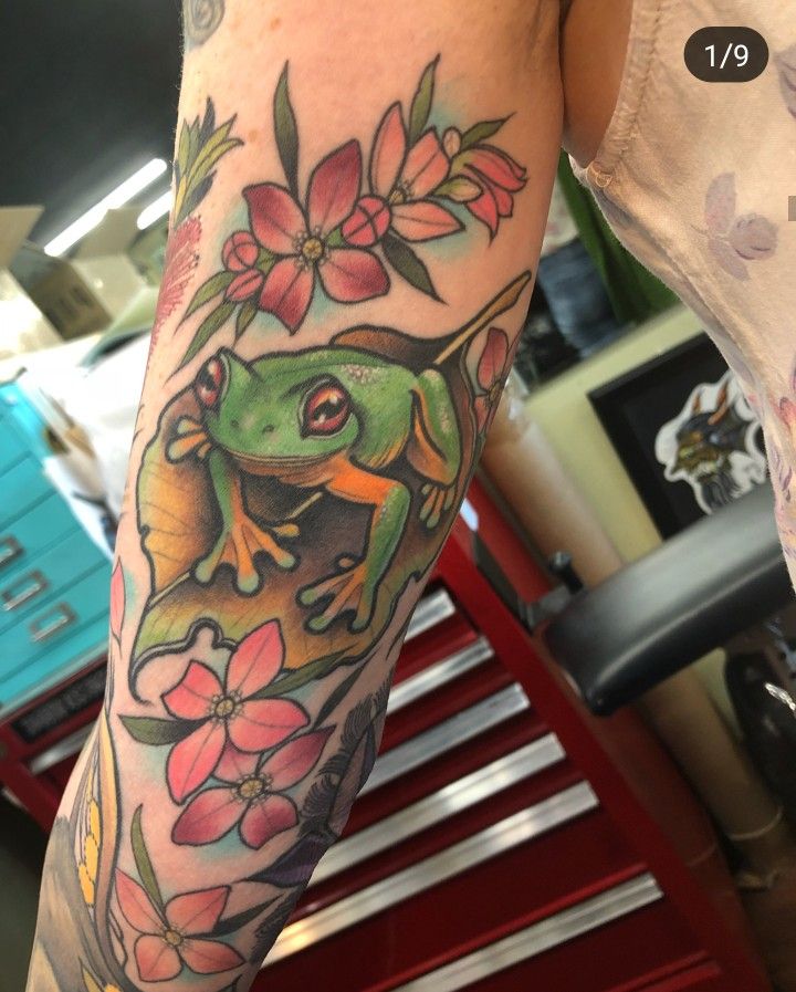 mẫu xăm ếch full tay cực chất