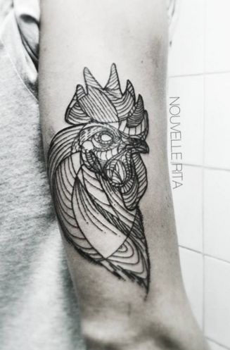 nghệ thuật tattoo mẫu con gà tỉ mỉ