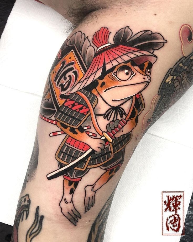 tattoo chiến binh samurai ếch cực đẹp