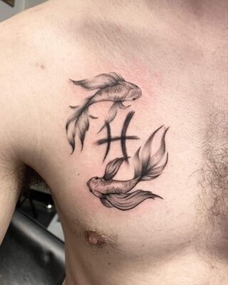 tattoo chữ h nghệ thuật cho nam trước ngực