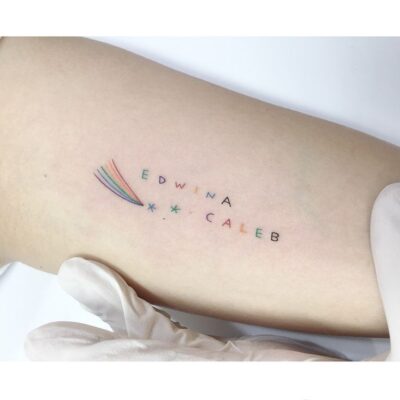 tattoo chữ mini nhiều màu thể hiện cá tính
