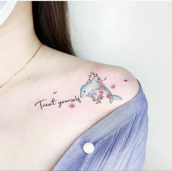 tattoo con cá kết hợp với tên