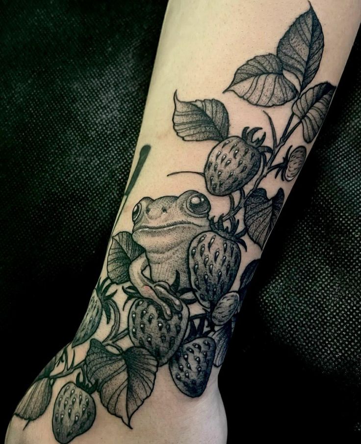 tattoo con ếch ở trên cây cực chất