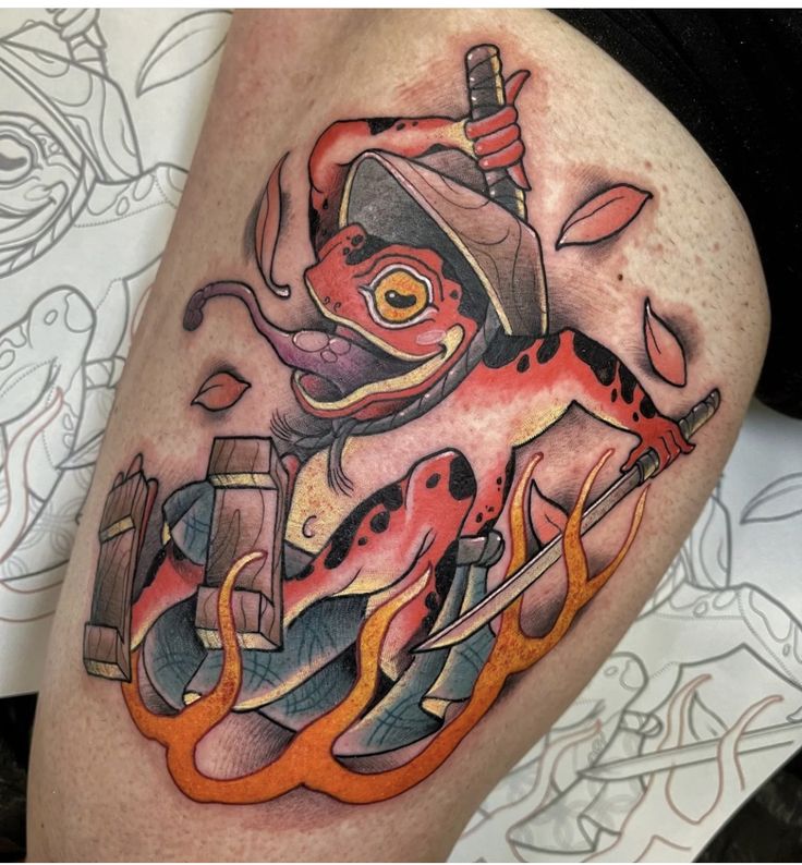 tattoo ếch hệ hỏa cực ngầu