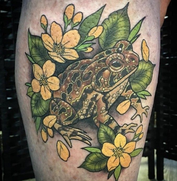 tattoo ếch và hoa cực chất