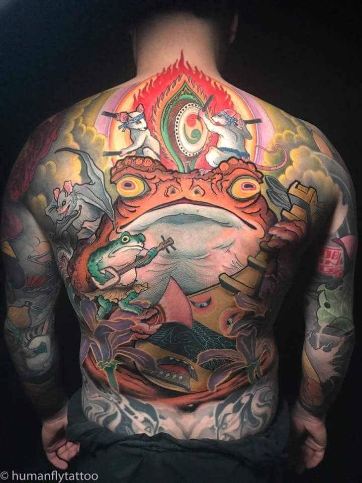 tattoo mặt con ếch cực chiến full lưng