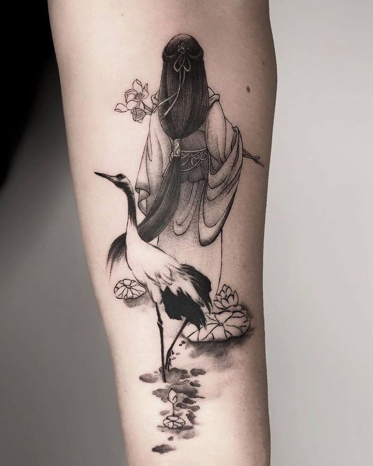 tattoo người và hạc cực đẹp