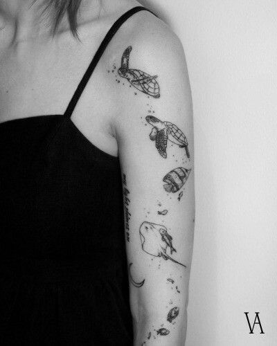 tattoo sinh vật biển mini